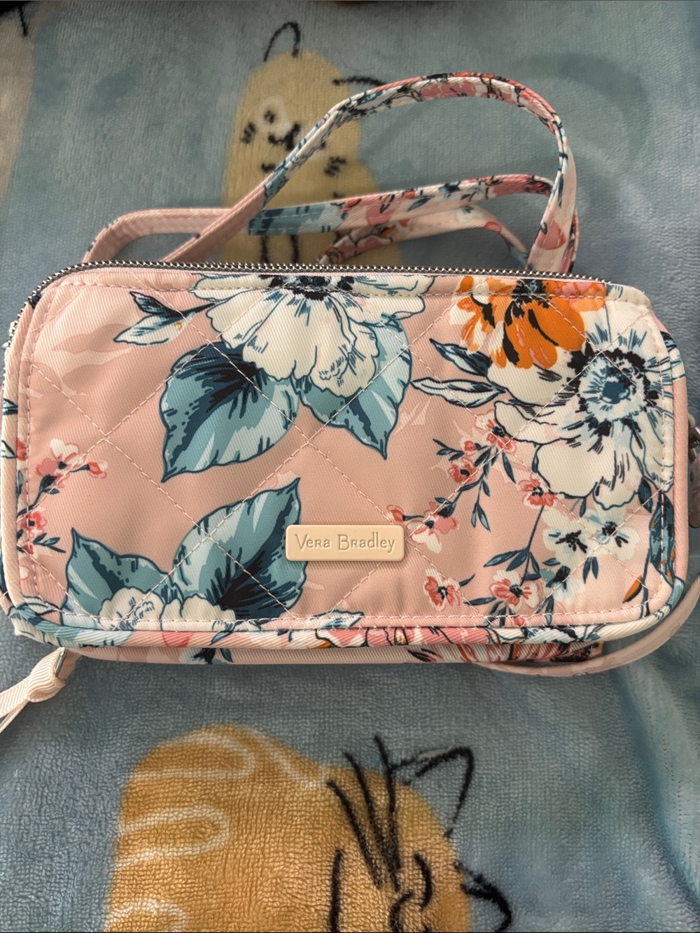 Vera Bradley Blush Pink Floral Quilted crossbody wallet and phone holder